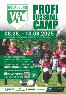 Profi Fußball Camp vom 08.08. - 10.08.2025 beim VfL Bückeburg